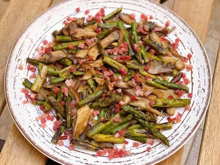 revuelto de espárragos y setas, recetas verduras, recetas saludables, revueltos de verduras